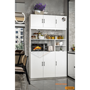 Tamami Mdf 6 Kapaklı Açık Raflı Çok Amaçlı Mega Mutfak Dolabı/kiler Dolabı
