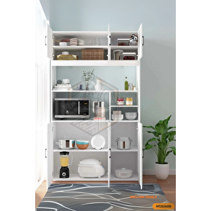 Tamami Mdf 6 Kapaklı Açık Raflı Çok Amaçlı Mega Mutfak Dolabı/kiler Dolabı