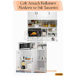 Tamami Mdf 6 Kapaklı Açık Raflı Çok Amaçlı Mega Mutfak Dolabı/kiler Dolabı