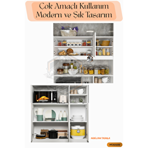 Tamami Mdf 6 Kapaklı Açık Raflı Çok Amaçlı Mega Mutfak Dolabı/kiler Dolabı