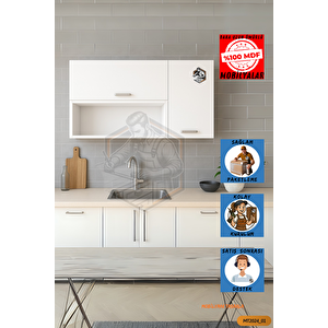 Tamamı Mdf Çok Amaçlı Açık Raflı Üst Dolap Mutfak / Banyo / Salon / Ofis