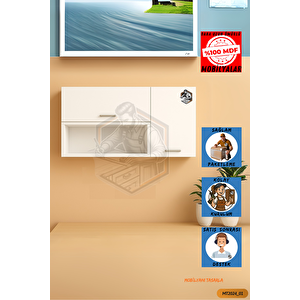 Tamamı Mdf Çok Amaçlı Açık Raflı Üst Dolap Mutfak / Banyo / Salon / Ofis
