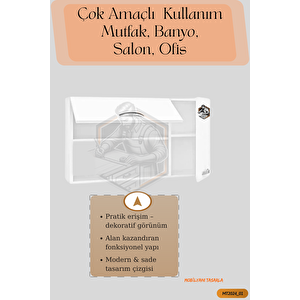 Tamamı Mdf Çok Amaçlı Açık Raflı Üst Dolap Mutfak / Banyo / Salon / Ofis