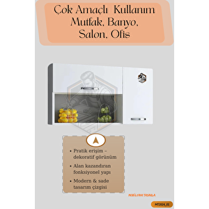 Tamamı Mdf Çok Amaçlı Açık Raflı Üst Dolap Mutfak / Banyo / Salon / Ofis