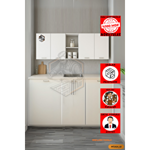 Tamamı Mdf Çok Amaçlı 4 Kapaklı Açık Raflı Üst Dolap Mutfak / Banyo / Ofis