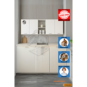 Tamamı Mdf Çok Amaçlı 4 Kapaklı Açık Raflı Üst Dolap Mutfak / Banyo / Ofis