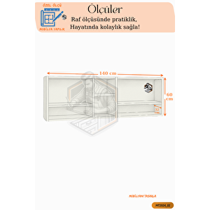 Tamamı Mdf Çok Amaçlı 4 Kapaklı Açık Raflı Üst Dolap Mutfak / Banyo / Ofis
