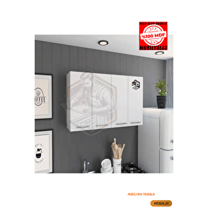 Tamamı Mdf Çok Amaçlı 4 Kapaklı Üst Dolap Mutfak / Banyo / Ofis