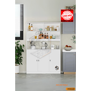 Tamamı Mdf Çok Amaçlı 3 Kapaklı Açık Raflı Kiler Dolabı Mutfak / Salon / Ofis