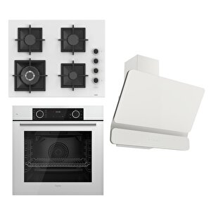 Flameart Sc Serisi Beyaz Set (sc406-wfa + Xe63cb +d081 ) - 65 Cm'lik Kare Döküm Izgara-wok