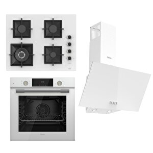 Flameart Sc Serisi Beyaz Set (sc406-wfa + Qms63cb +d087 ) - 65 Cm'lik Kare Döküm Izgara-wok