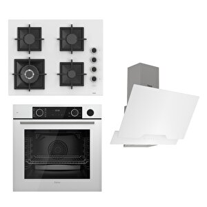 Flameart Sc Serisi Beyaz Set (sc406-wfa + Xe64cb +d064 ) - 65 Cm'lik Kare Döküm Izgara-wok