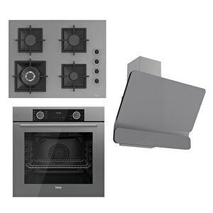 Flameart Sc Serisi Gri Set (sc408-wfa + Xe63cpr +d082 ) - 65 Cm'lik Kare Döküm Izgara-wok