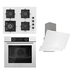 Flameart Sc Serisi Beyaz Set (sc406-wfa + Xe63cb +d064 ) - 65 Cm'lik Kare Döküm Izgara-wok