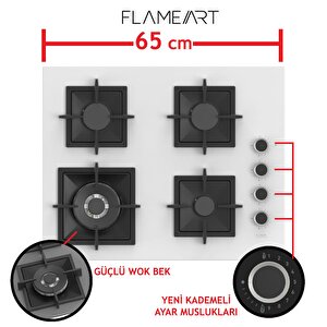 Flameart Sc Serisi Beyaz Set (sc406-wfa + Xe63cb +d087 ) - 65 Cm'lik Kare Döküm Izgara-wok