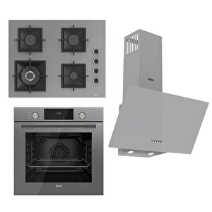 Flameart Sc Serisi Gri Set (sc408-wfa + Qms63cpr +d088 ) - 65 Cm'lik Kare Döküm Izgara-wok