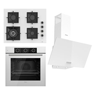 Flameart Sc Serisi Beyaz Set (sc406-wfa + Qxe62cb +d087 ) - 65 Cm'lik Kare Döküm Izgara-wok