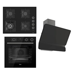 Flameart Sc Serisi Siyah Set (sc405-wfa + Xe64cs +d080 ) - 65 Cm'lik Kare Döküm Izgara-wok