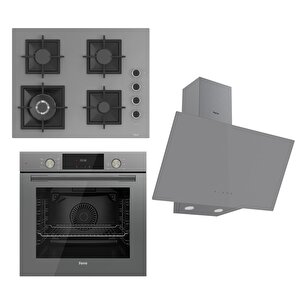 Flameart Sc Serisi Gri Set (sc408-wfa + Qms63cpr +d079 ) - 65 Cm'lik Kare Döküm Izgara-wok