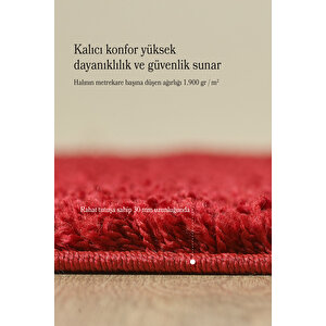 Modern Desenli Salon Halısı Kırmızı Halı Peluş Halı Yıkanabilir Post Halı Kaymaz Taban Halı