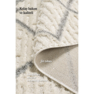 Modern Boho Halı Krem Halı Jüt Tabanlı Salon Oturma Odası Halısı Yumuşak Bukleli