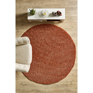 Modern Desenli Salon Halısı Turuncu Halı Peluş Halı Yıkanabilir Post Halı Kaymaz Taban Halı Oval 80x80 cm