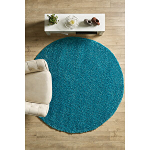 Modern Desenli Salon Halısı Mavi Halı Peluş Halı Yıkanabilir Post Halı Kaymaz Taban Halı Oval 120x120 cm