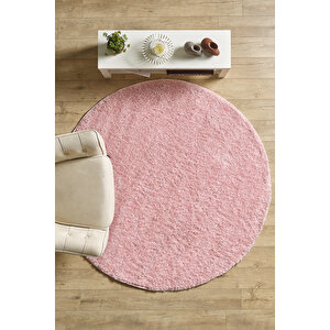Modern Desen Salon Halısı Pembe Halı Peluş Halı Yıkanabilir Post Halı Kaymaz Taban Halı Oval Halı 200x200 cm