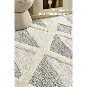 Özel İskandinav Halı Gri Halı Jüt Tabanlı Salon Oturma Odası Halısı Yumuşak Bukleli 120x170 cm