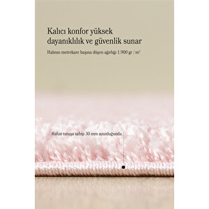 Modern Desenli Salon Halısı Pembe Halı Peluş Halı Yıkanabilir Post Halı Çocuk Halısı