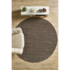 Modern Desenli Salon Halısı Kahve Halı Peluş Halı Yıkanabilir Post Halı Kaymaz Taban Halı Oval Halı 200x200 cm