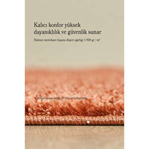 Modern Desenli Salon Halısı Turuncu Halı Peluş Halı Yıkanabilir Post Halı Kaymaz Taban Halı