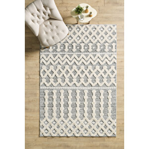 Şık Tasarım İskandinav Halı Gri Halı Jüt Tabanlı Salon Oturma Odası Halısı Yumuşak Bukleli 120x170 cm