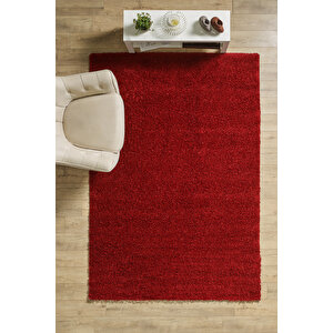 Modern Desenli Salon Halısı Kırmızı Halı Peluş Halı Yıkanabilir Post Halı Kaymaz Taban Halı 100x200 cm