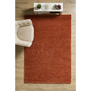 Modern Desenli Salon Halısı Turuncu Halı Peluş Halı Yıkanabilir Post Halı Kaymaz Taban Halı 160x230 cm