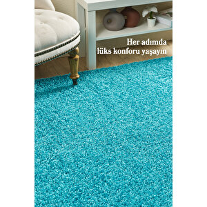Modern Desenli Salon Halısı Mavi Halı Peluş Halı Yıkanabilir Post Halı Kaymaz Taban Halı 120x170 cm
