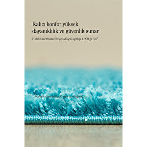 Modern Desenli Salon Halısı Mavi Halı Peluş Halı Yıkanabilir Post Halı Kaymaz Taban Halı