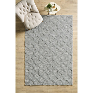 Modern Halı Gri Halı Jüt Tabanlı İskandinav Salon Oturma Odası Halısı Yumuşak Bukleli 160x230 cm