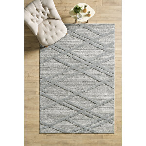Özel Tasarım Gri Halı Jüt Tabanlı Salon Oturma Odası Halısı Yumuşak Bukleli 80x250 cm