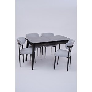 Yakamoz Polo Mdf Lak Panel Mutfak Masa Sandalye Takımı 80x130 Siyah