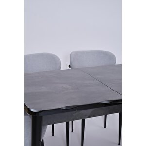 Yakamoz Polo Mdf Lak Panel Mutfak Masa Sandalye Takımı 80x130 Siyah