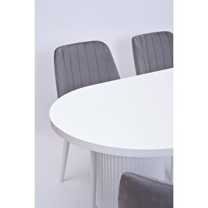 Bohem Milano Lak Panel Yemek Masa Sandalye Takımı 90x170 Beyaz