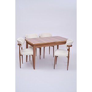 Yakamoz Polo Mdf Lak Panel Mutfak Masa Sandalye Takımı 80x130 Ceviz