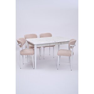 Yakamoz Polo Mdf Lak Panel Mutfak Masa Sandalye Takımı 80x130 Beyaz