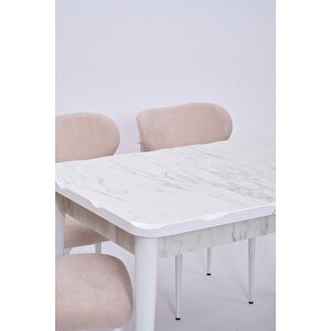 Yakamoz Polo Mdf Lak Panel Mutfak Masa Sandalye Takımı 80x130 Beyaz