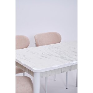 Yakamoz Polo Mdf Lak Panel Mutfak Masa Sandalye Takımı 80x130 Beyaz