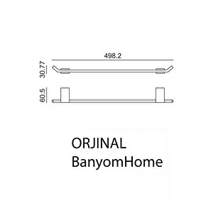 Paslanmaz Pirinç Mat Siyah Titanik 50cm Uzun Havluluk