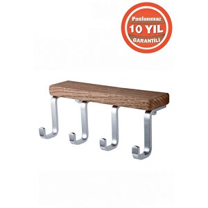 Paslanmaz Pirinç Mdf Selvi 4'lü Set Askılık