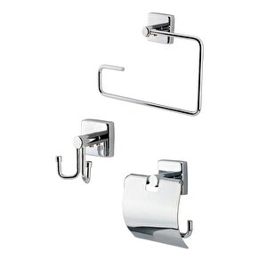 Paslanmaz Pirinç Wc 3 ' Lü Set-banyo Aksesuar Vizyon - Havluluk-tuvalet Kağıtlık-askılık