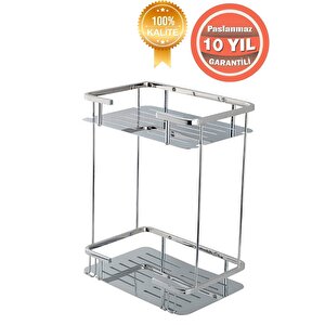 Paslanmaz Pirinç Lidya Iki'li 15x22 Cm Şampuanlık Süngerlik Köşeliği Duş Banyo Rafı